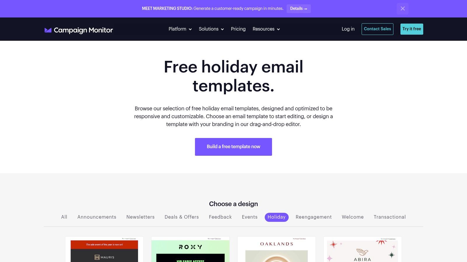 Campaign Monitor, Holiday email templates