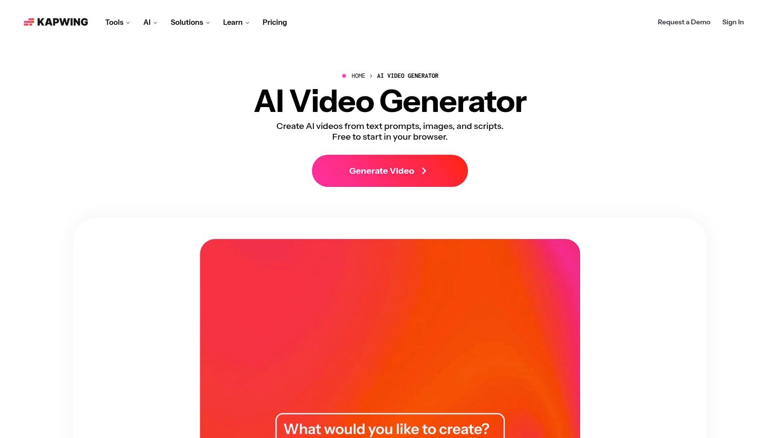 Kapwing AI Video Generator