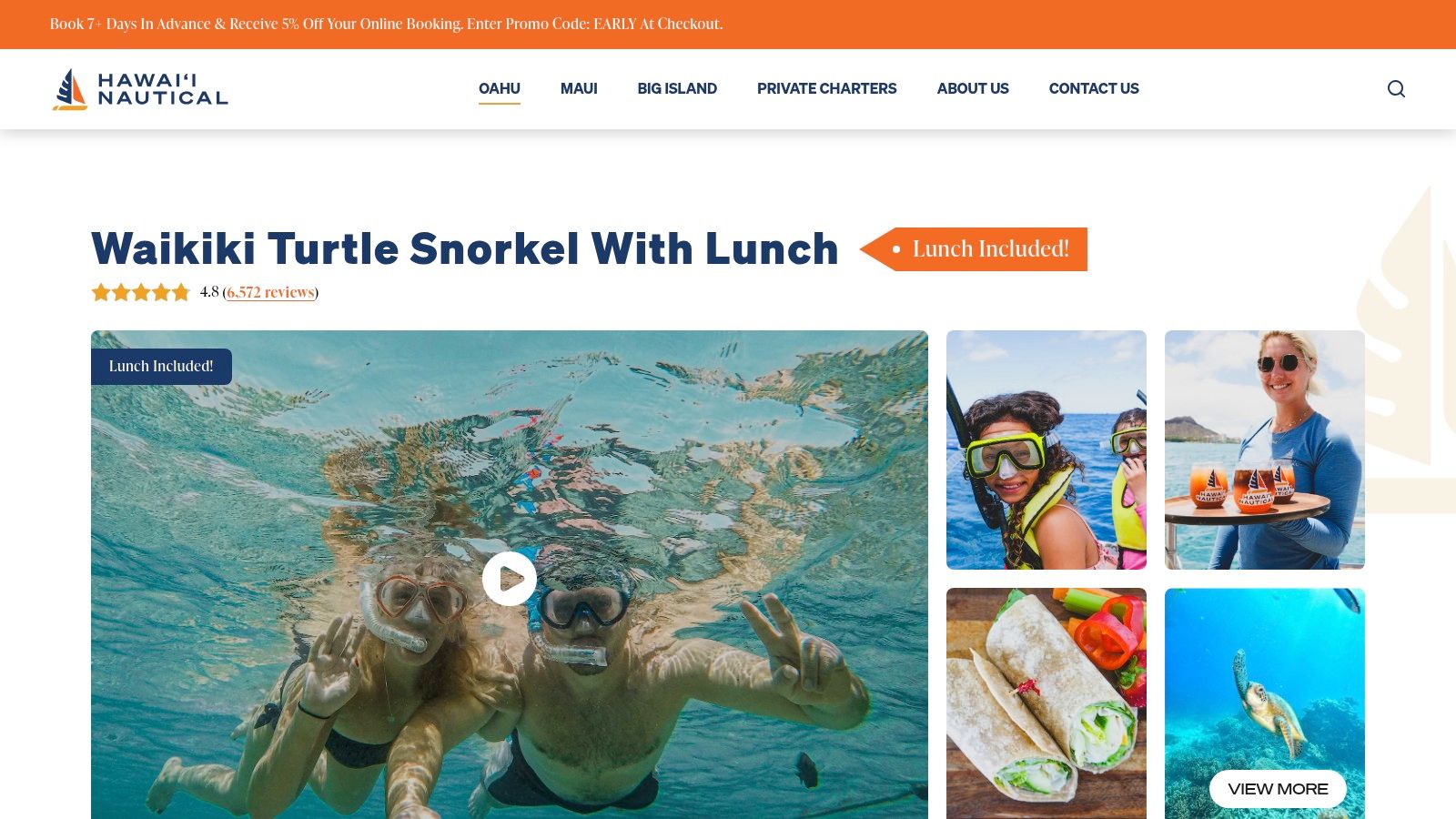 Hawaii Nautical – Waikiki Turtle Snorkel with Lunch