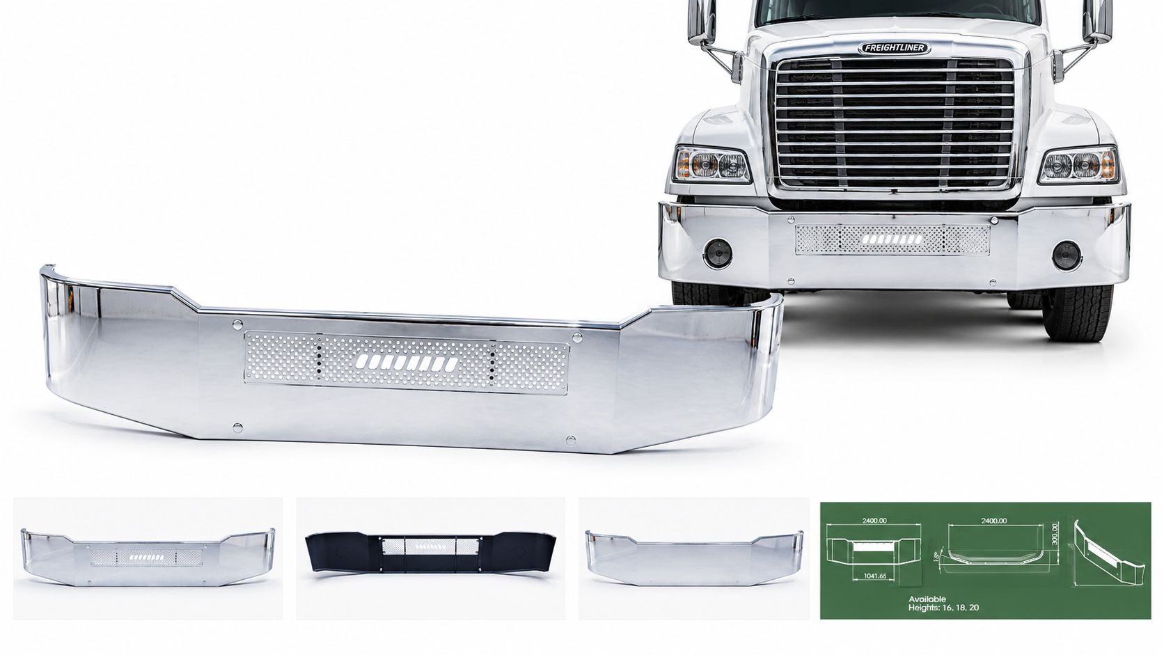 Chrome bumper for Freightliner Coronado (2002–2009)