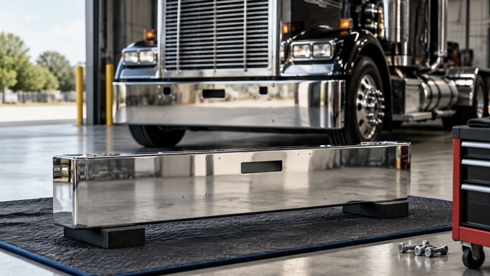 Chrome bumper for Freightliner Classic