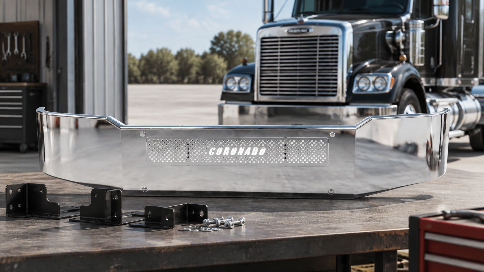 Chrome bumper for Freightliner Coronado (2002–2009)