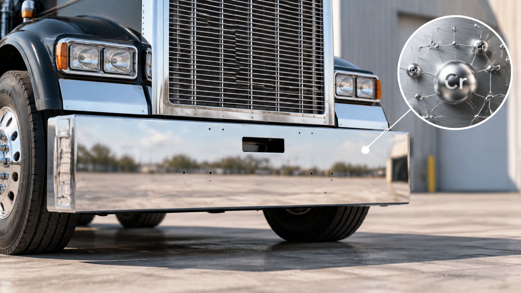 Chrome bumper for Freightliner Classic