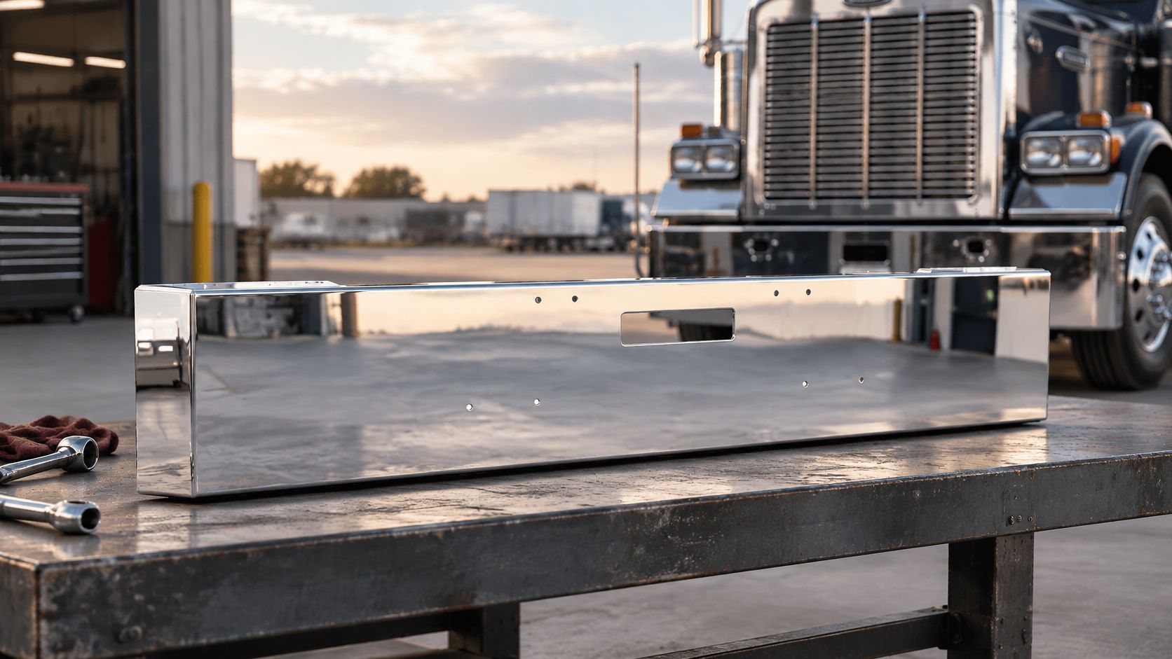 Chrome bumper for Freightliner Classic