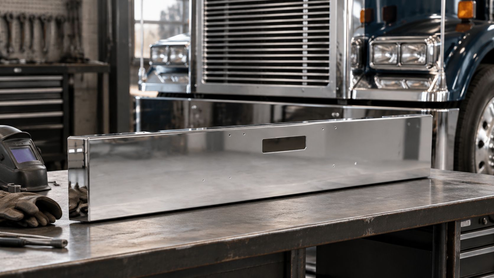 Chrome bumper for Freightliner Classic