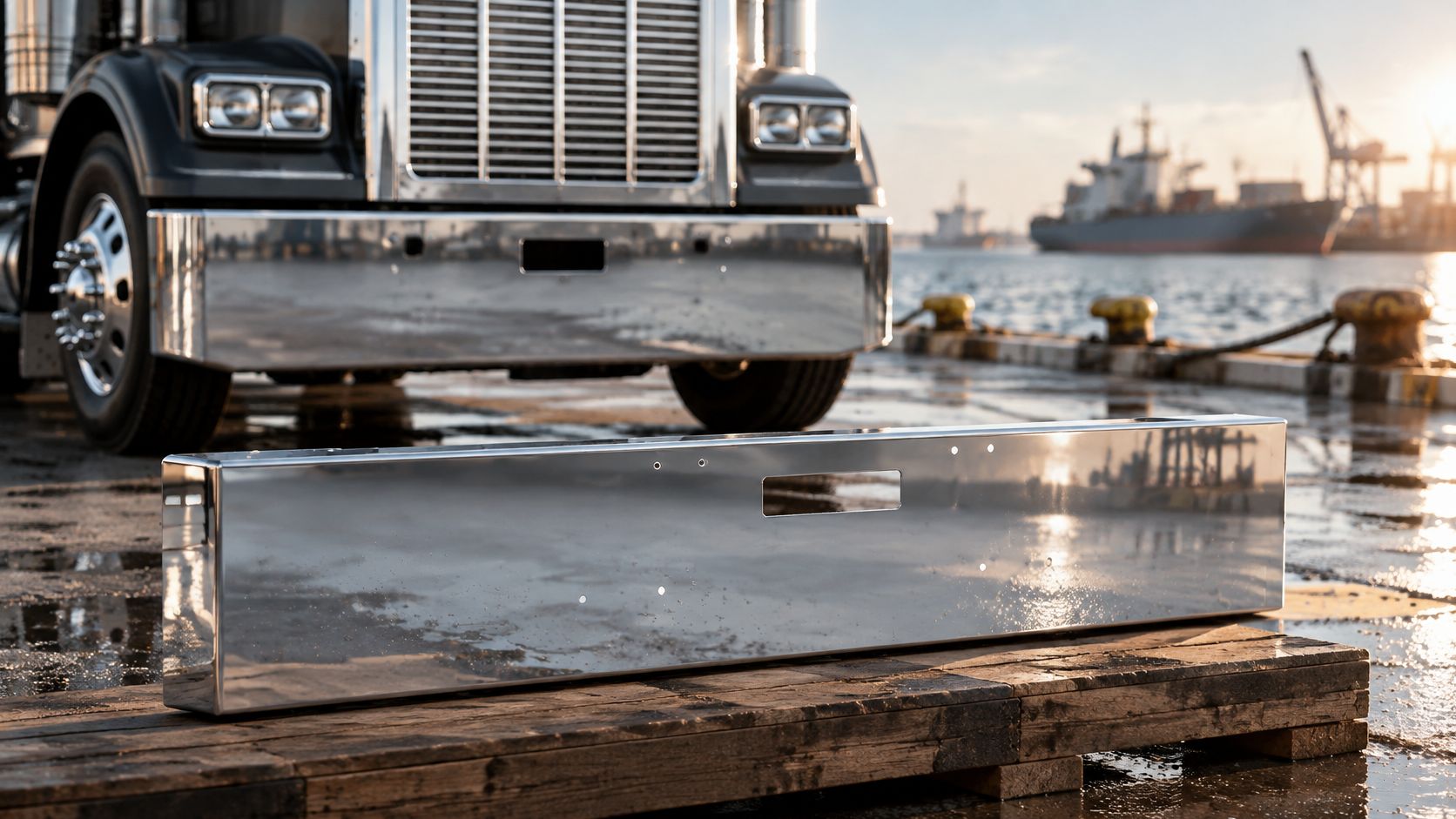 Chrome bumper for Freightliner Classic