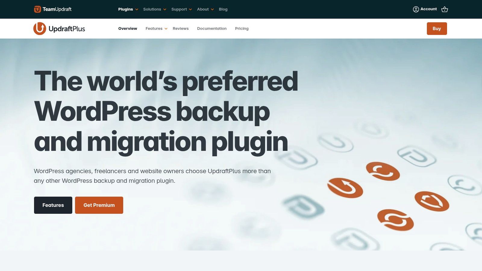 Updraftplus interface showing backup and restore options