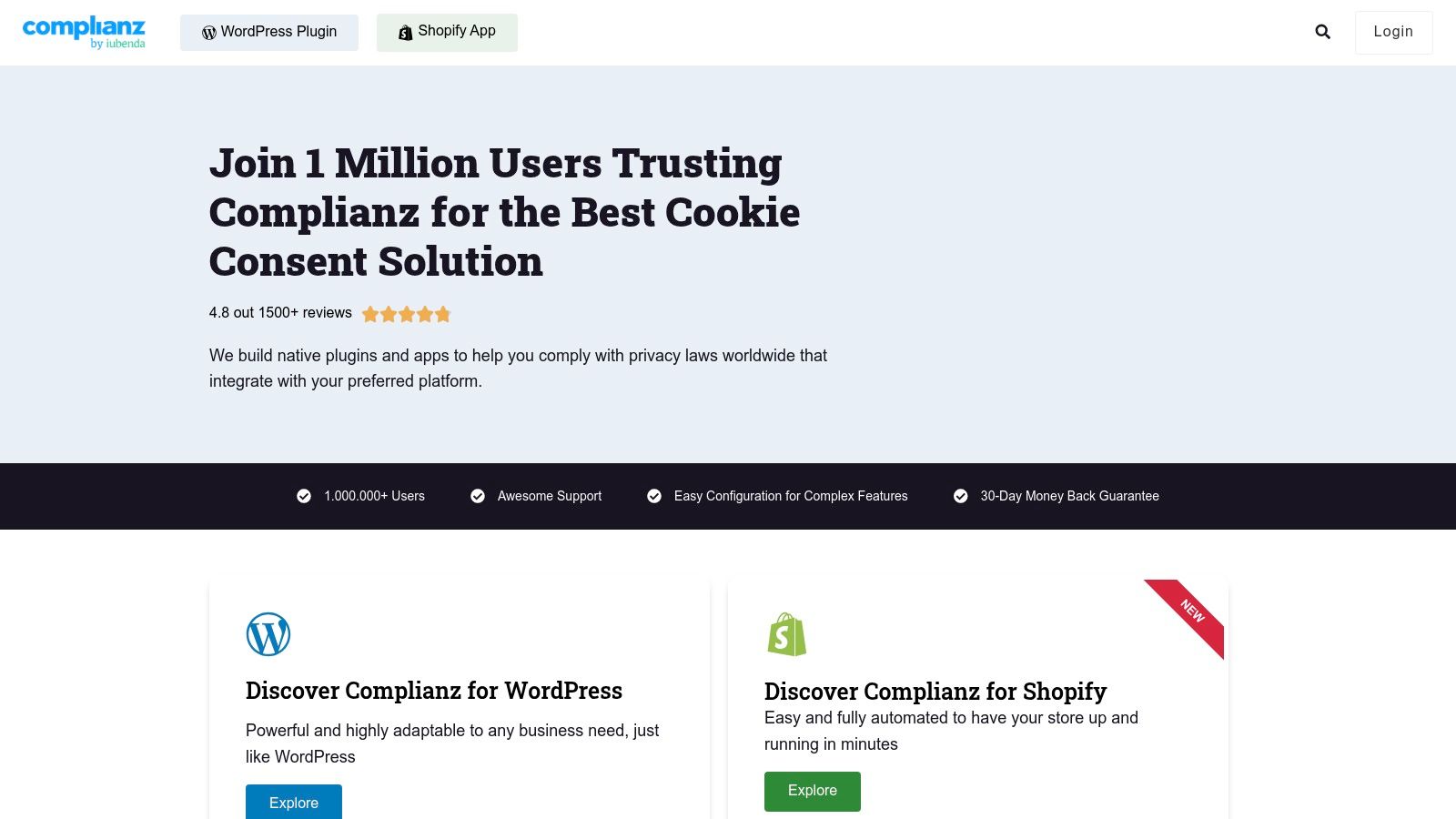 Complianz – privacy suite dashboard showing cookie consent setup wizard