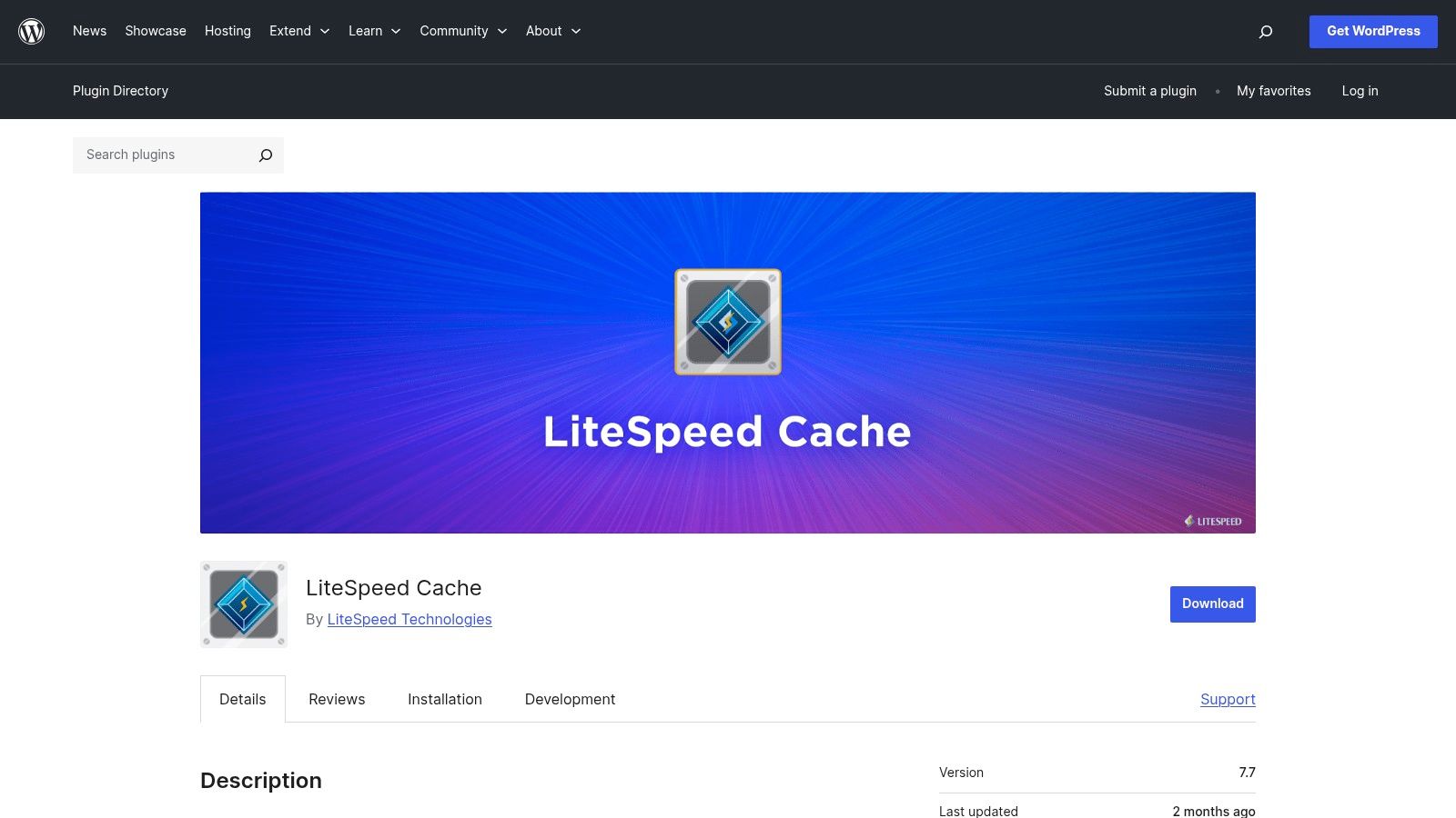 Litespeed cache dashboard showing optimisation statistics