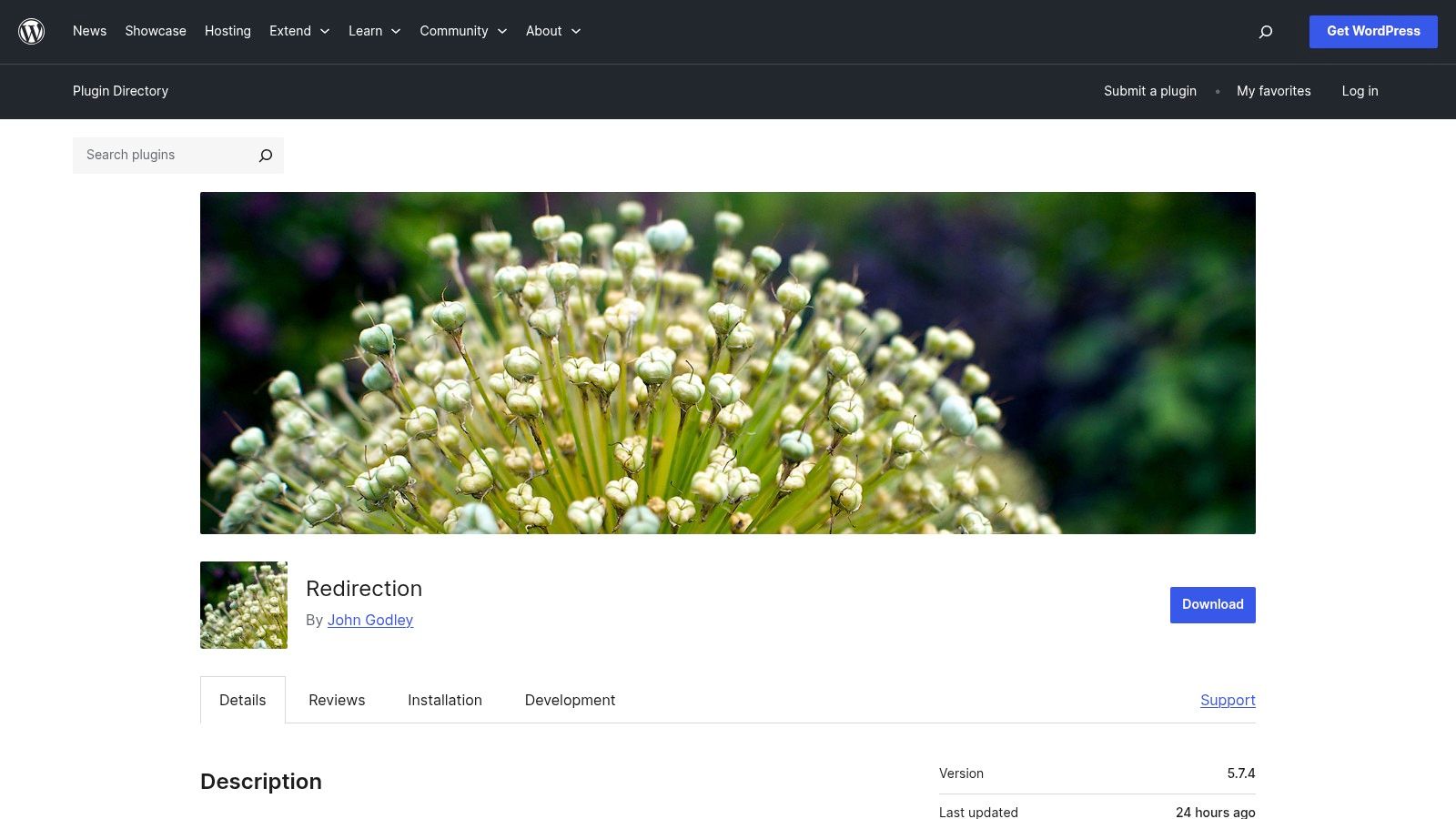 Redirection plugin interface showing 404 error monitoring