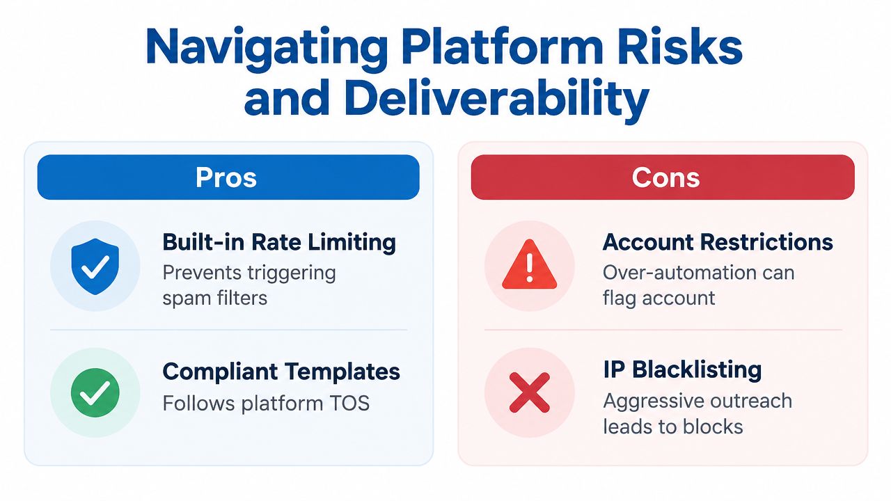 A comparison chart showing the pros and cons of using sales automation to maintain platform deliverability.