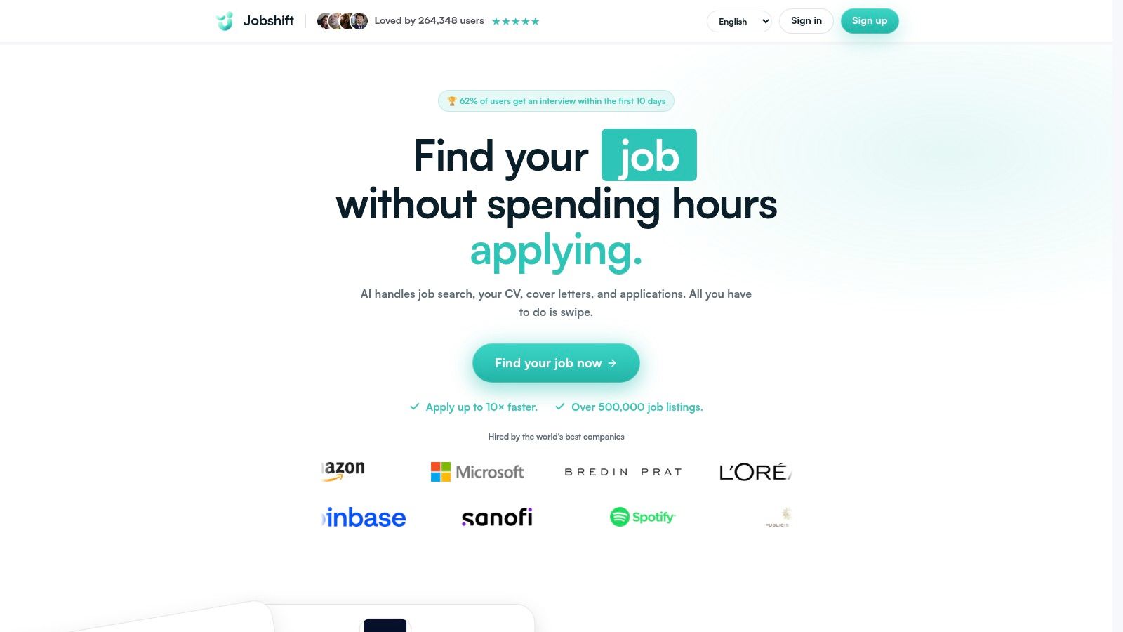 Screenshot from https://tryjobshift.com