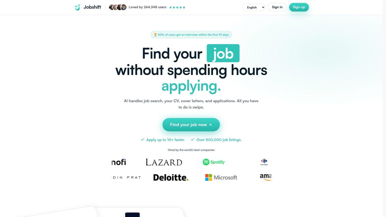 Screenshot from https://tryjobshift.com