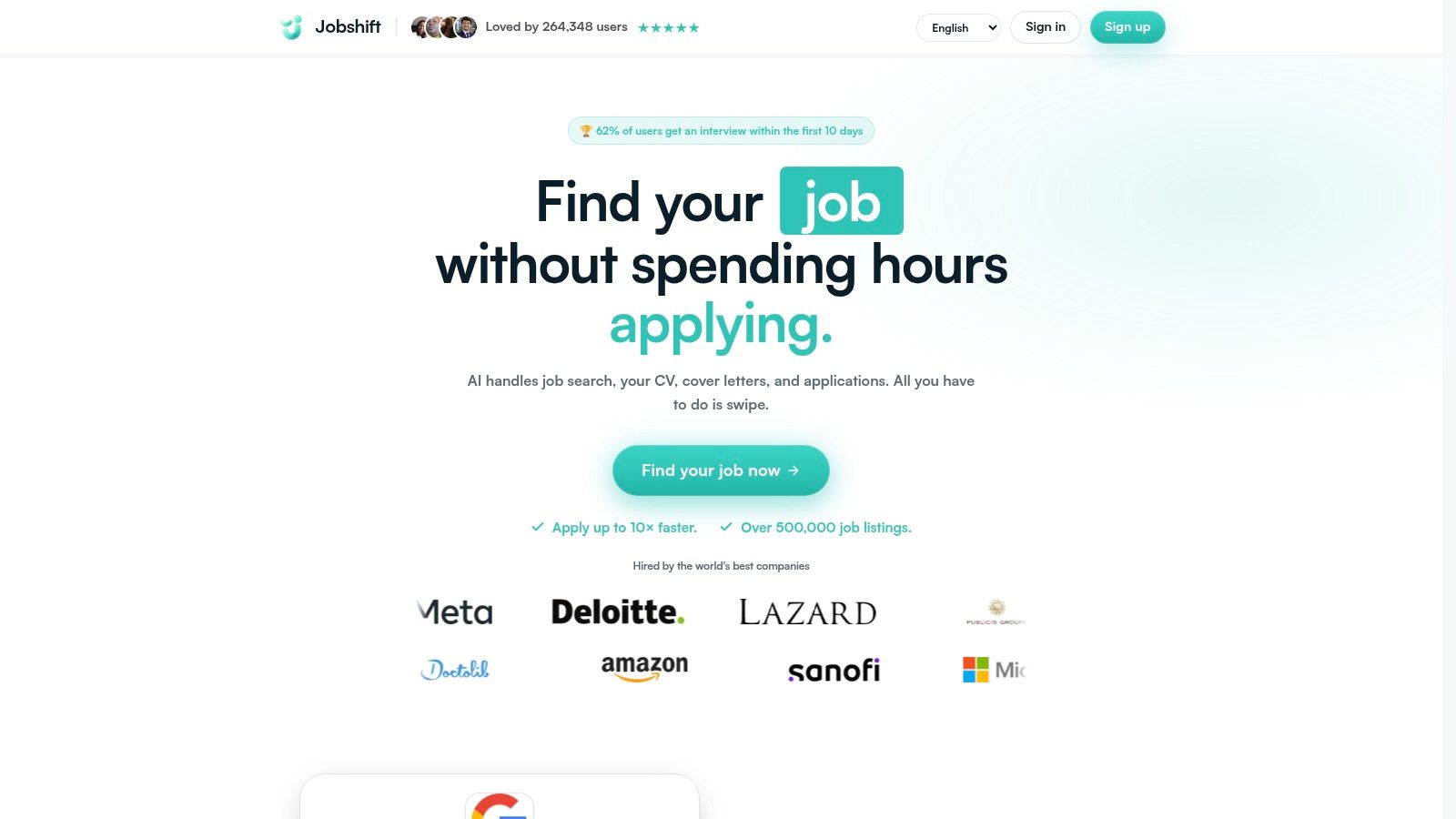 Screenshot from https://tryjobshift.com