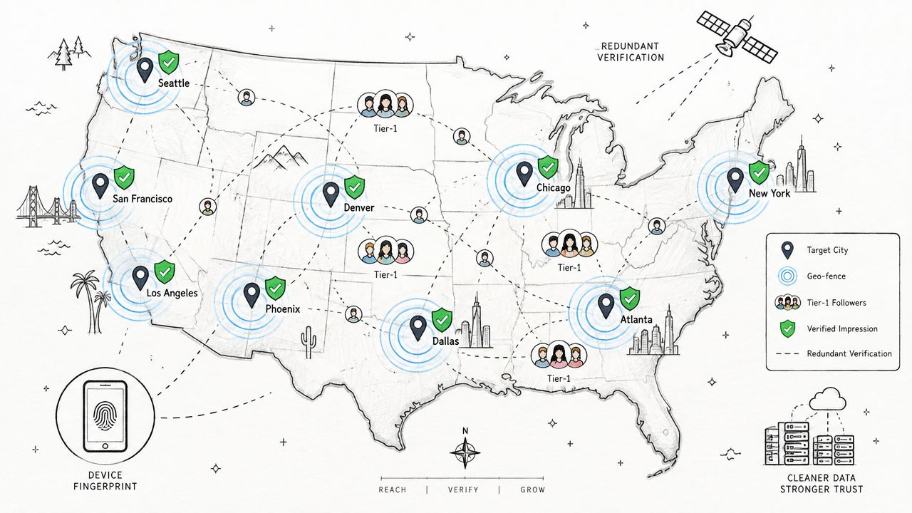 A map of the United States displaying geo-fencing technology and verification processes for digital brand safety.