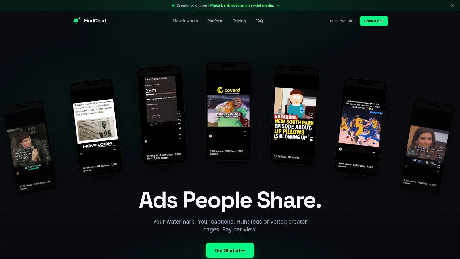 Screenshot from https://findclout.com