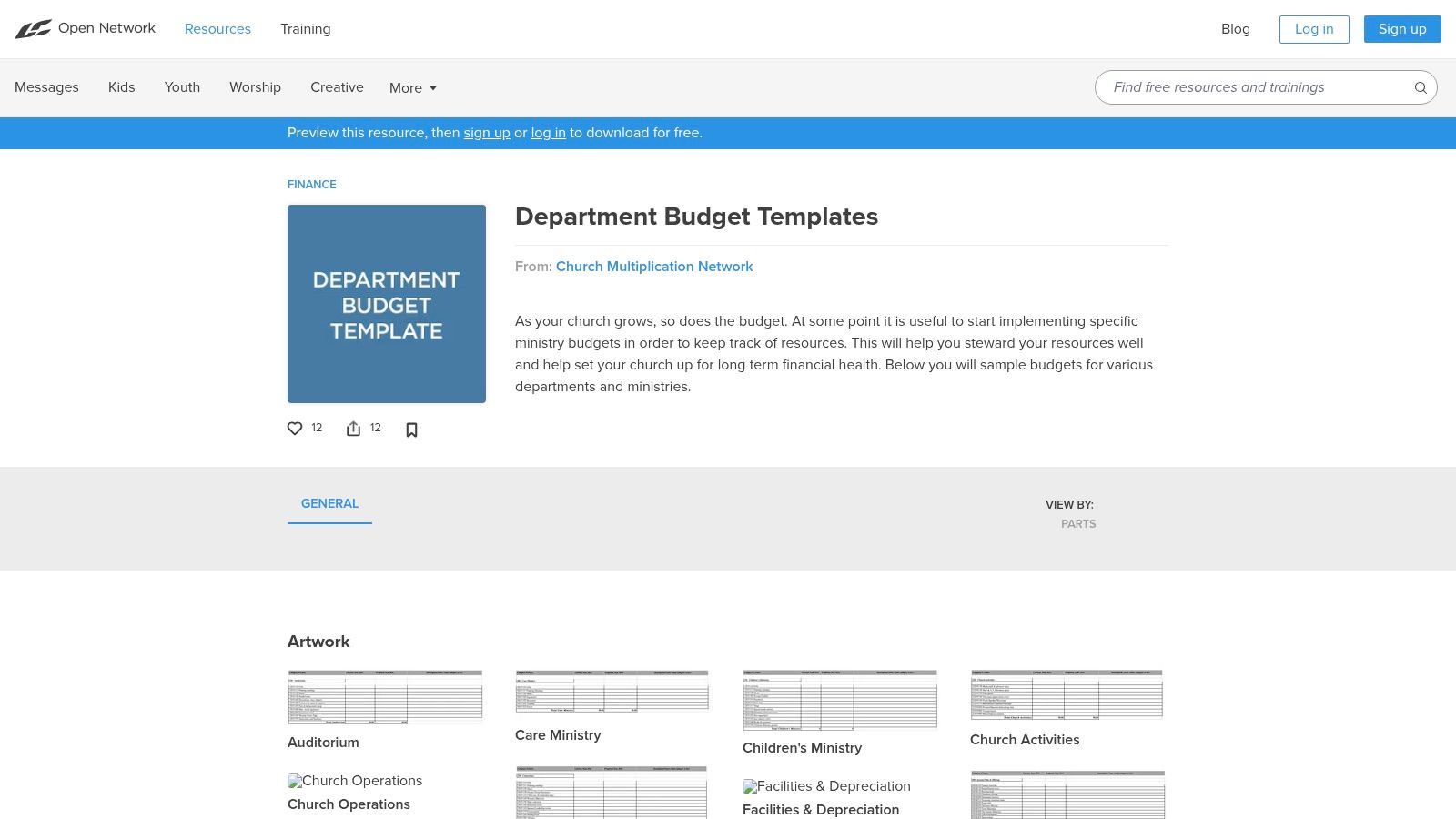 Life.Church Open Network, Department Budget Templates