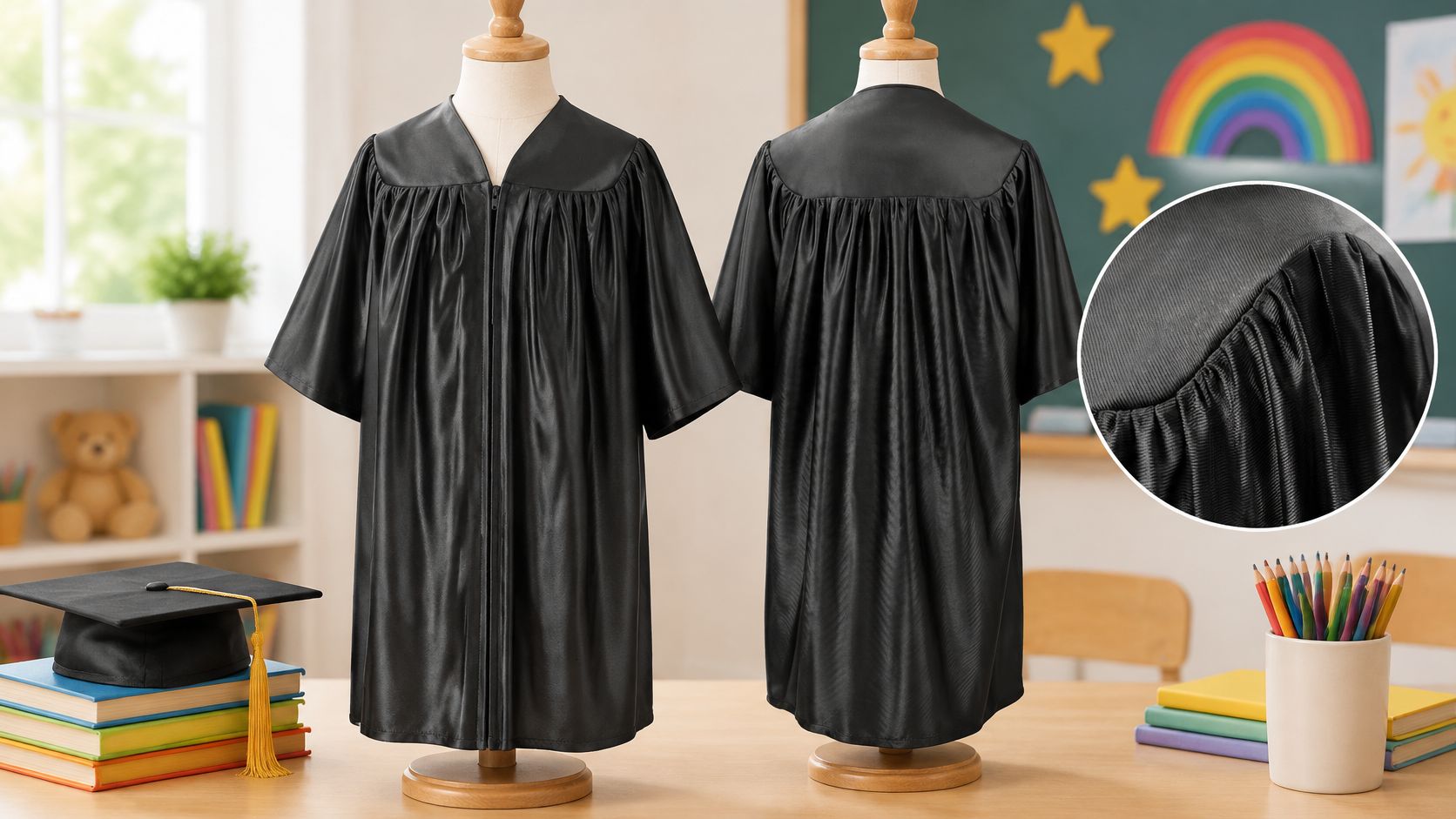 Shiny Black Kindergarten/Preschool Gown