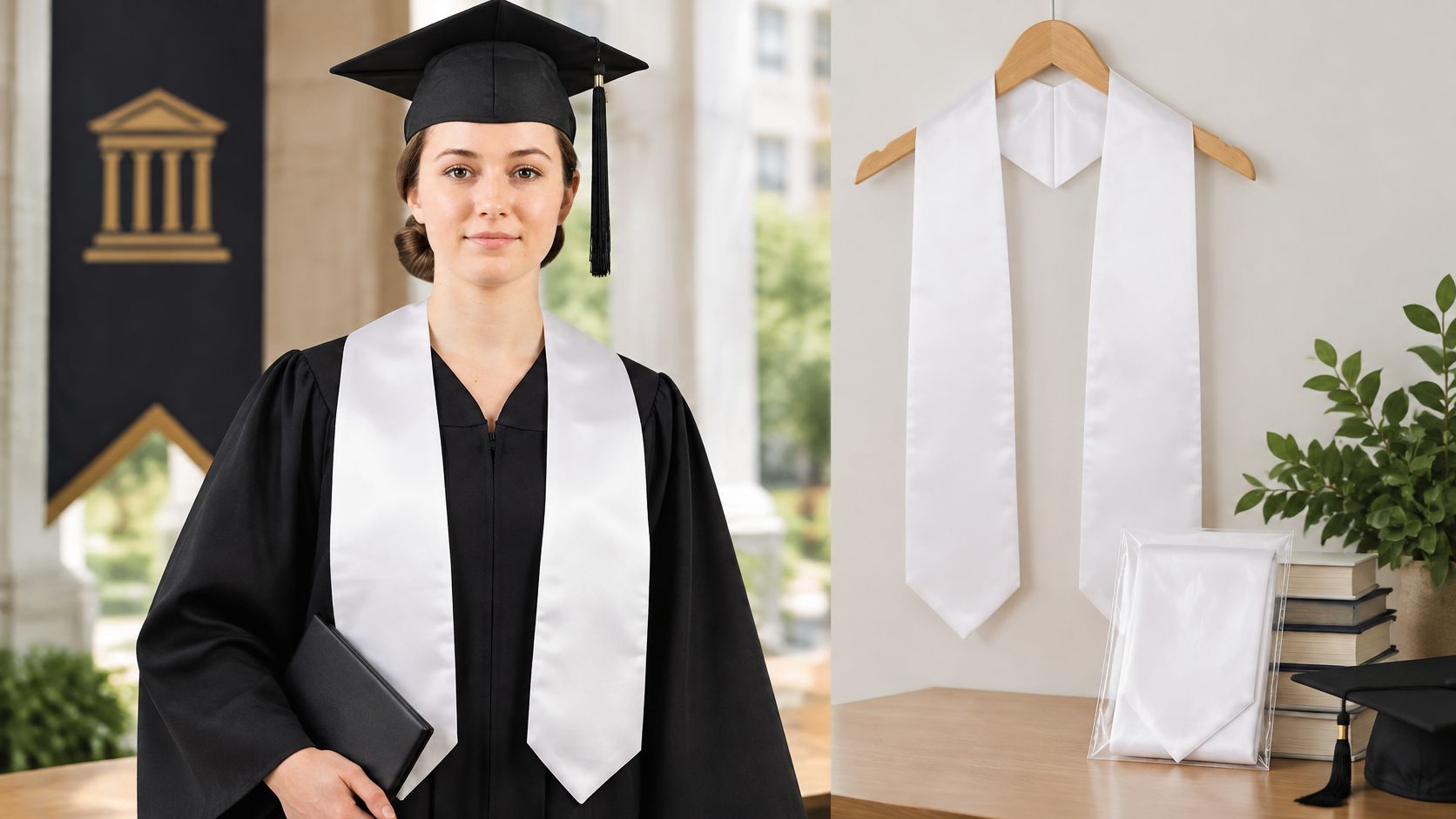 White Graduation Stole