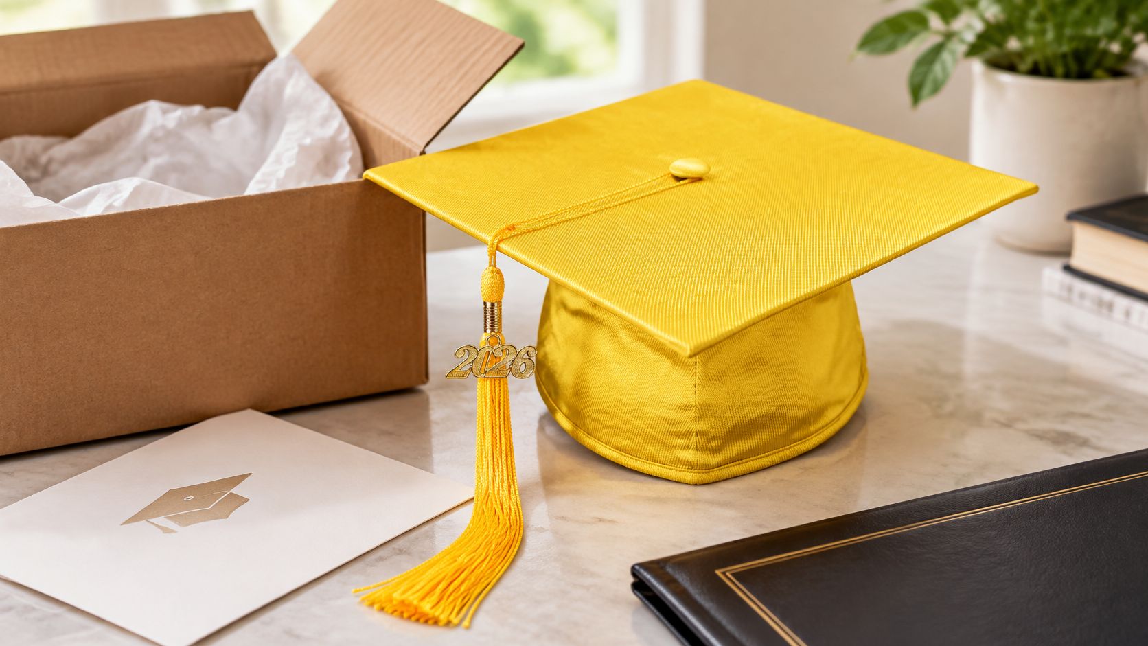 Shiny Gold High School Cap & Tassel - Graduation Caps