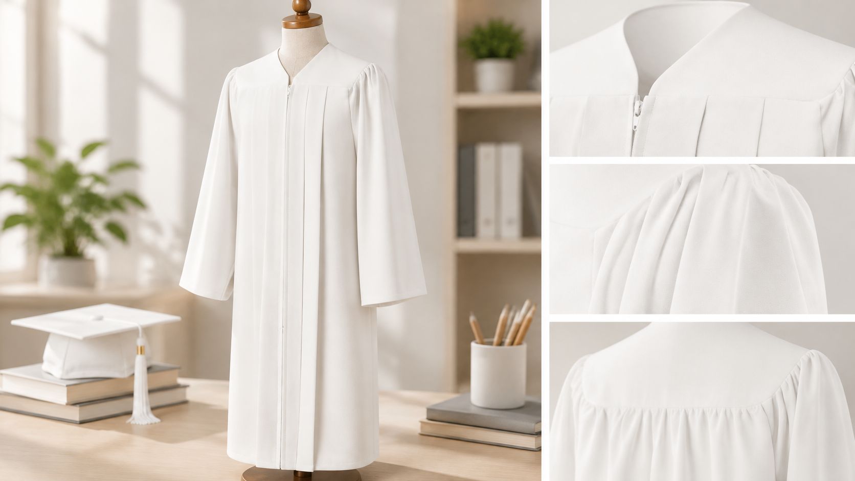 Matte White High School Gown