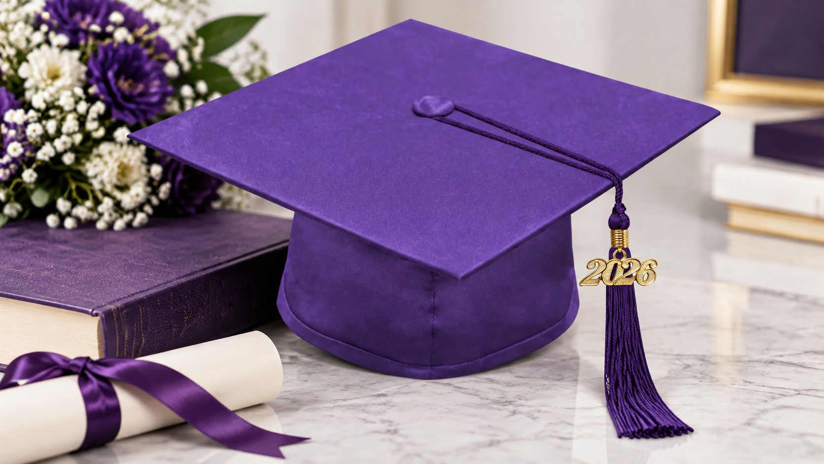 Matte Purple High School Cap & Tassel - Graduation Caps