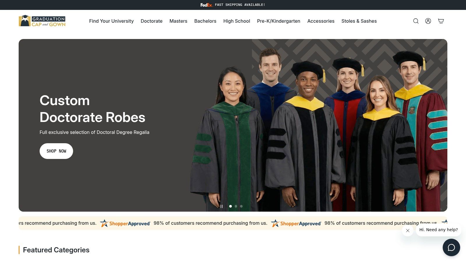 Screenshot from https://www.graduationcapandgown.com