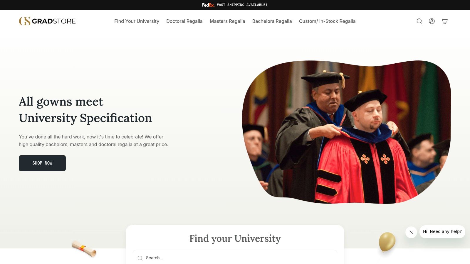 Screenshot from https://www.gradstore.com