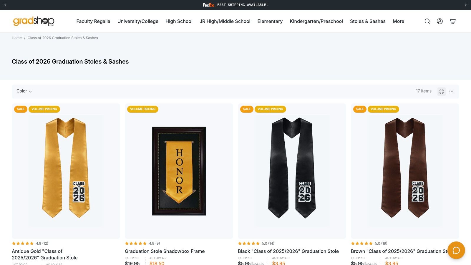 Gradshop Class-of-Year Graduation Stole