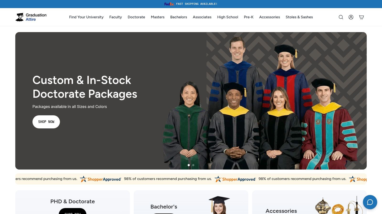Screenshot from https://www.graduationattire.com
