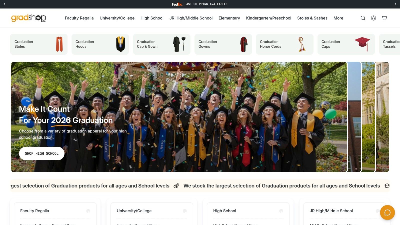 Screenshot from https://www.gradshop.com