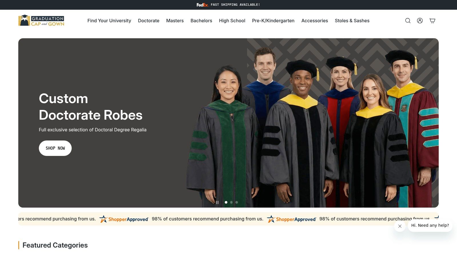 Screenshot from https://www.graduationcapandgown.com