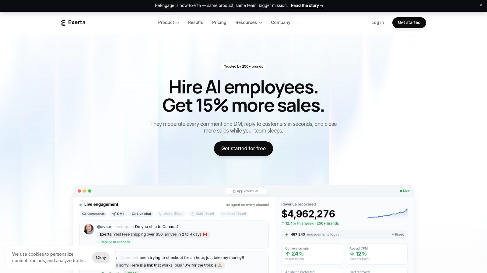Screenshot from https://exerta.ai