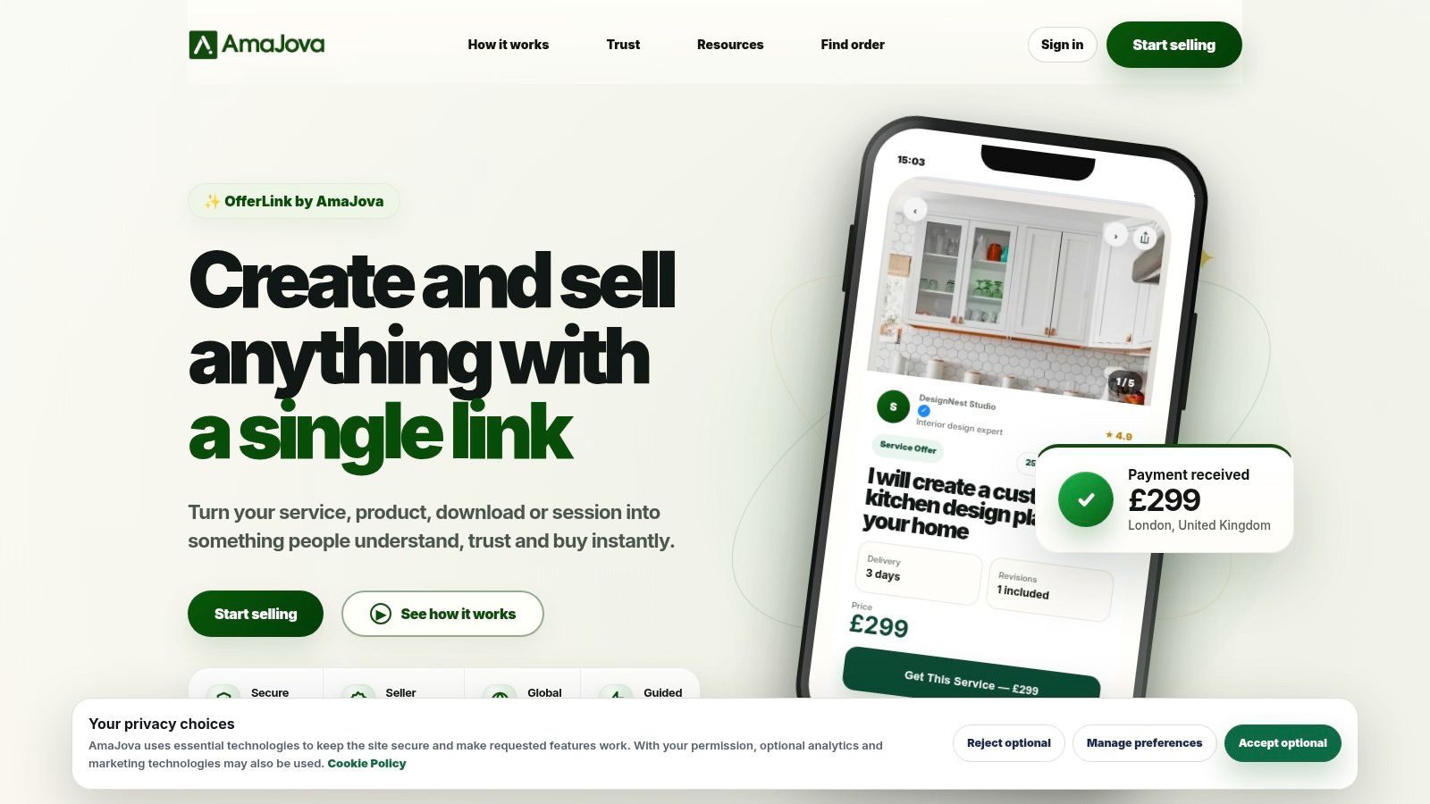 Screenshot from https://amajova.com