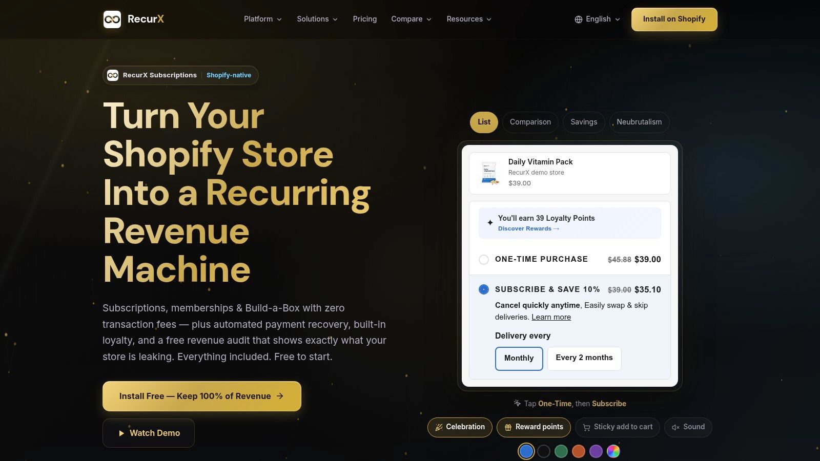 Screenshot from https://recurx.app