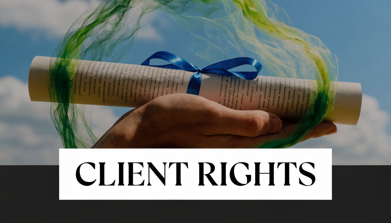A pair of hands holding a rolled document with a blue ribbon tied around it