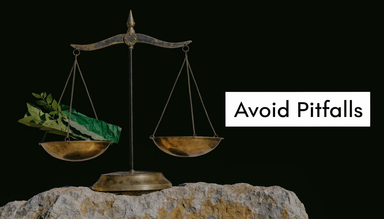 A vintage metal scale sitting on a rock with green leaves on one side, symbolizing justice and balance.