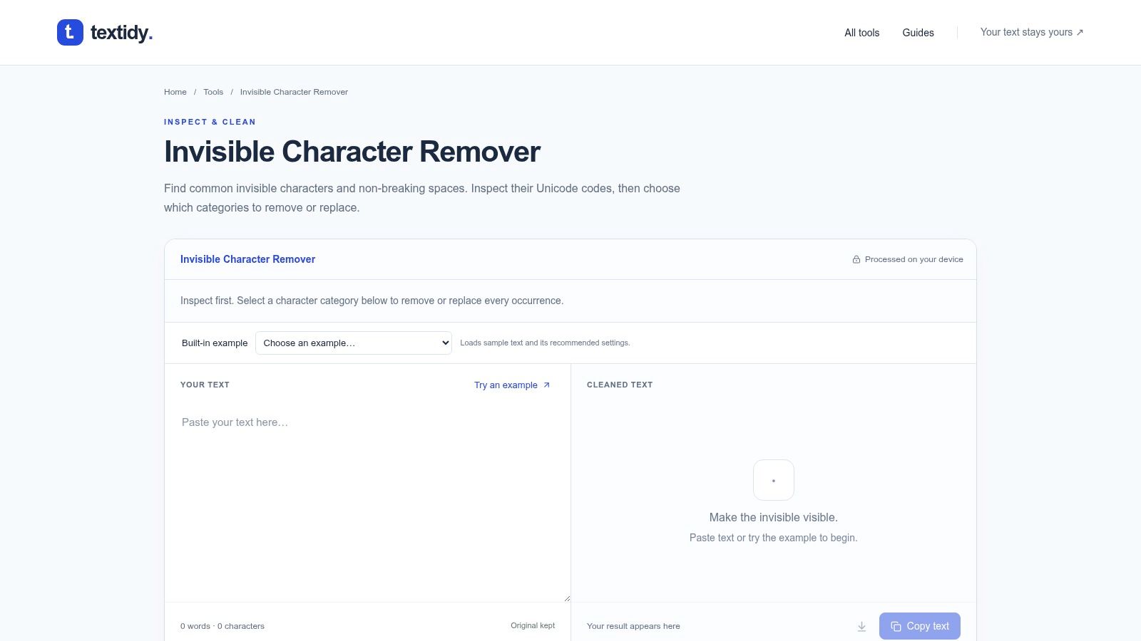 Textidy Invisible Character Remover