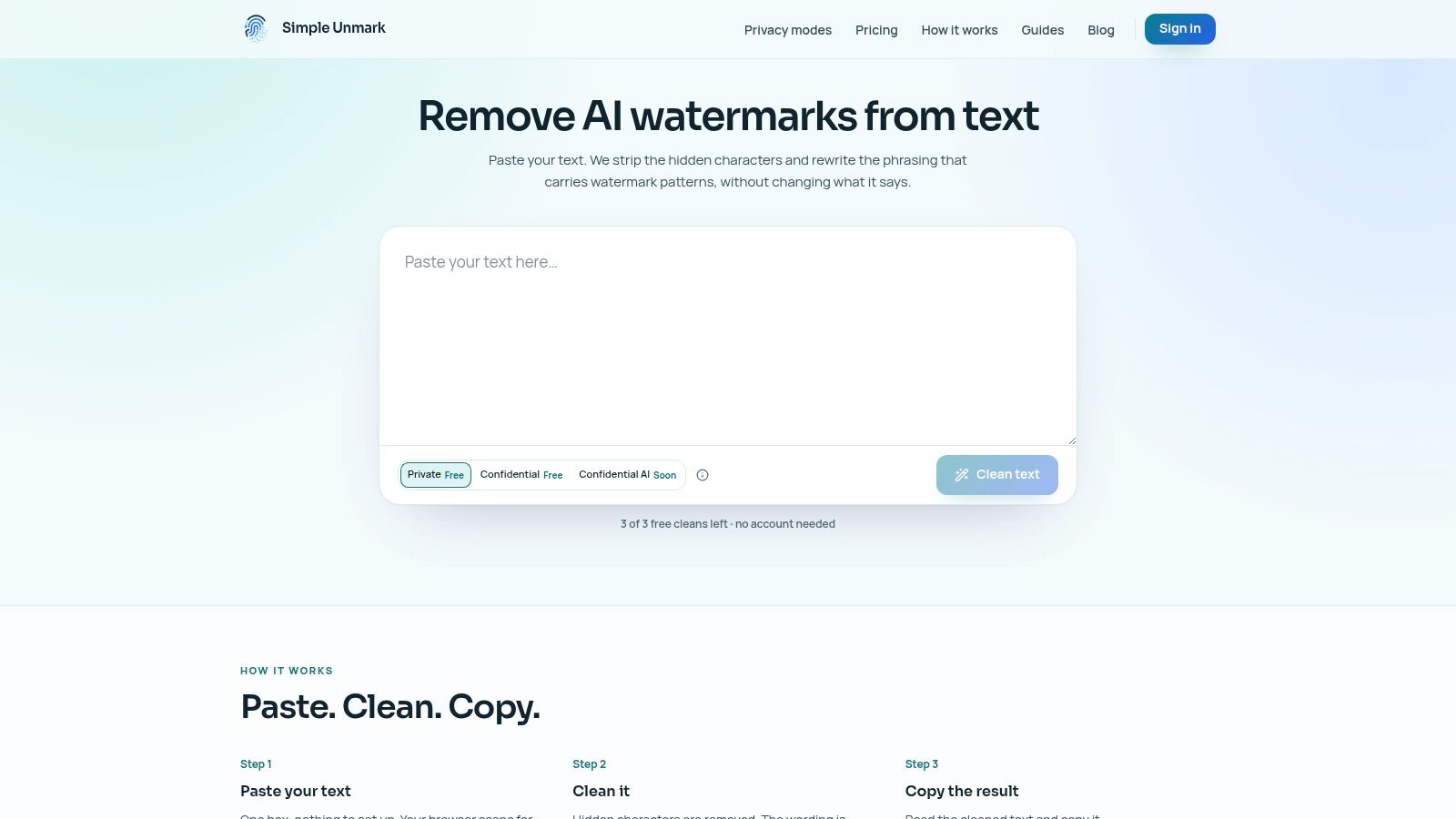 Screenshot from https://simpleunmark.com