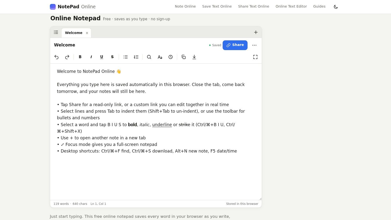 Notepad Online