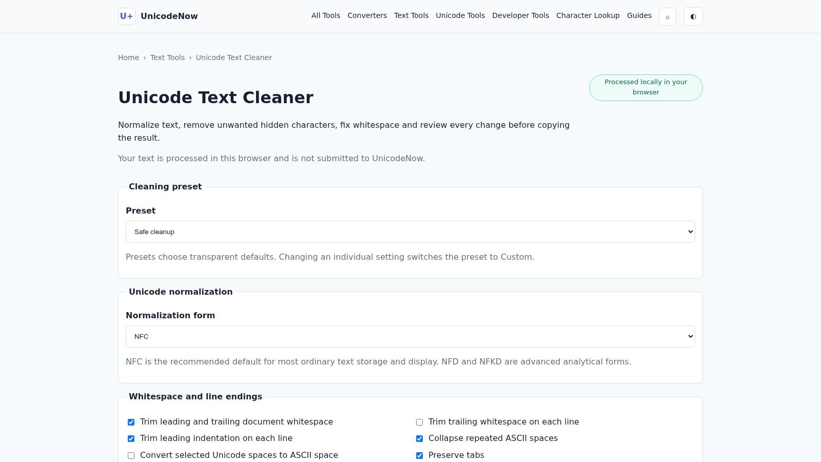 Unicode Text Cleaner by UnicodeNow