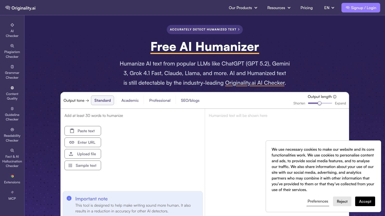 Originality.ai, Free AI Humanizer