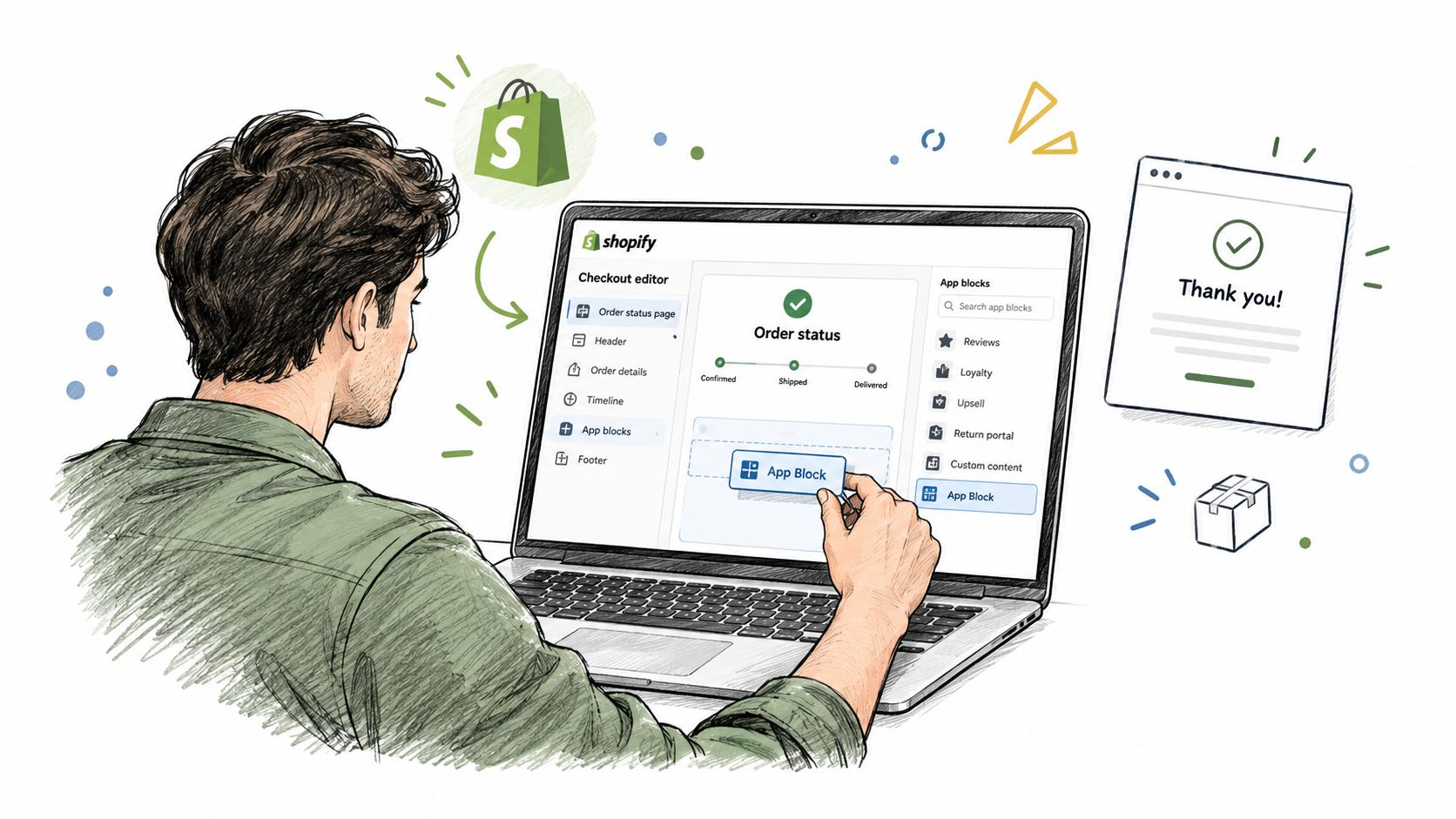 Screenshot from https://help.shopify.com/en/manual/online-sales-channels/checkout/order-status-page/customize-order-status-page