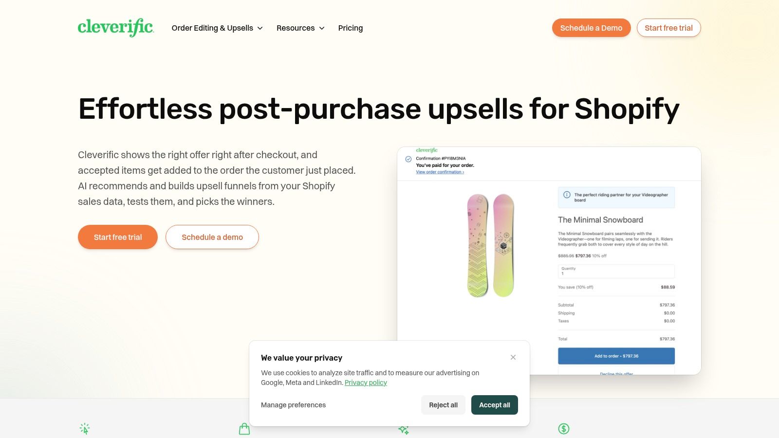 Cleverific, AI Post-Purchase Upsells