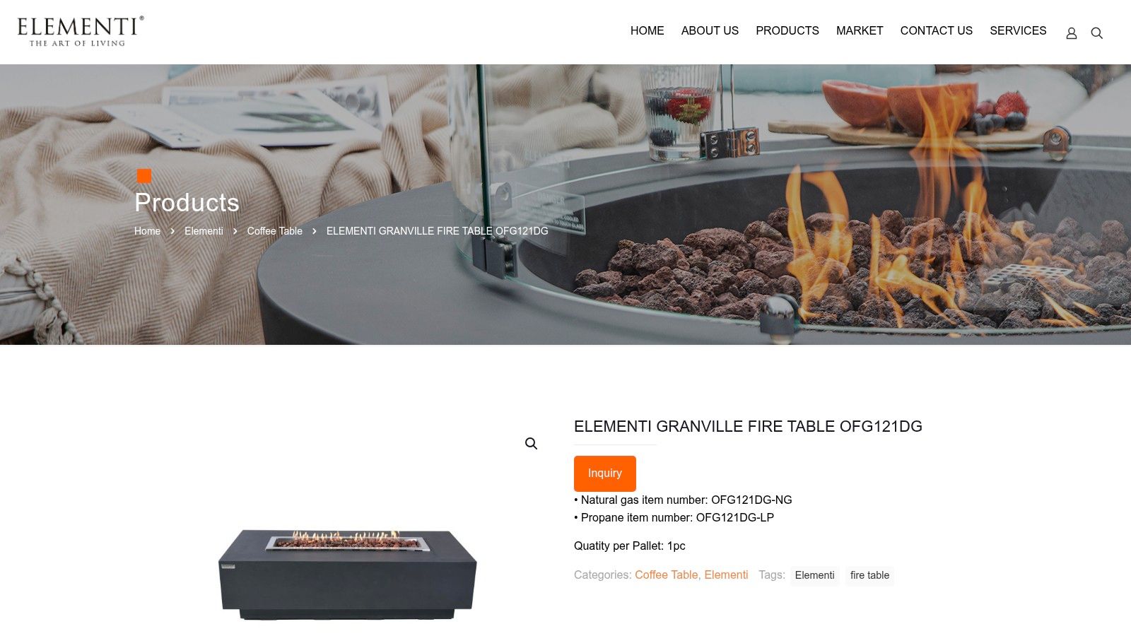 Elementi Granville 60-Inch Concrete Fire Table