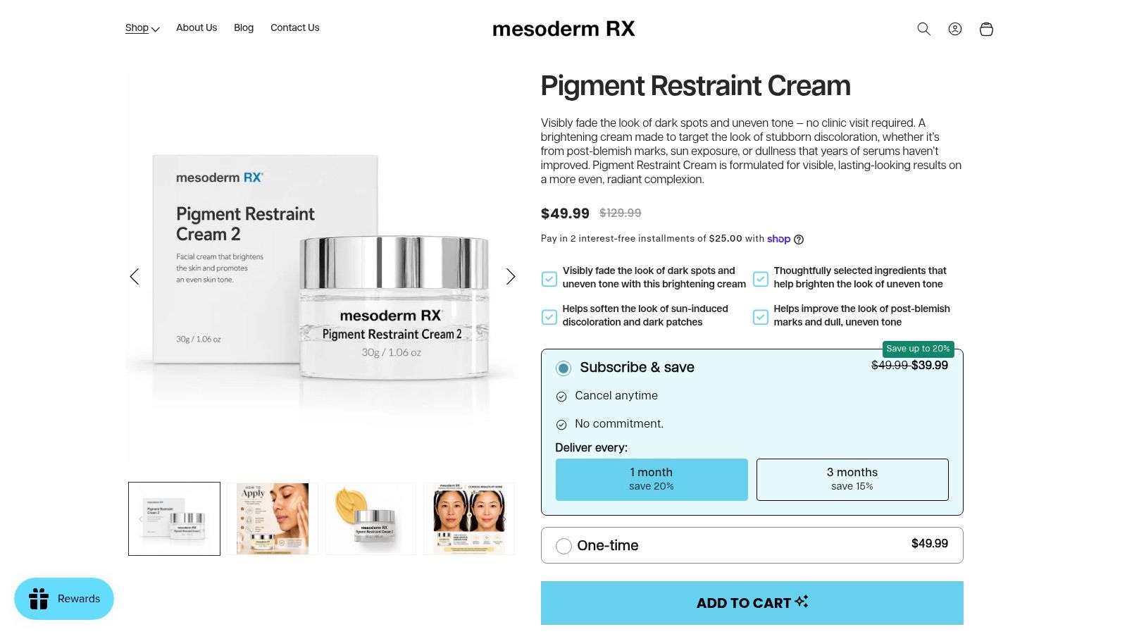 Screenshot from https://www.mesodermrx.com/products/pigment-restraint-cream-2