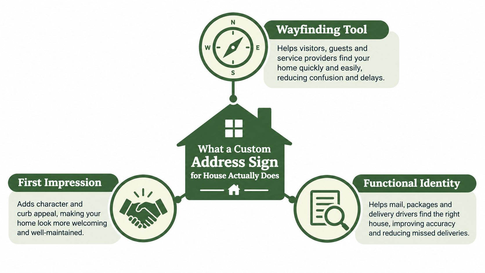 An infographic detailing the benefits of installing a custom address sign for your home.