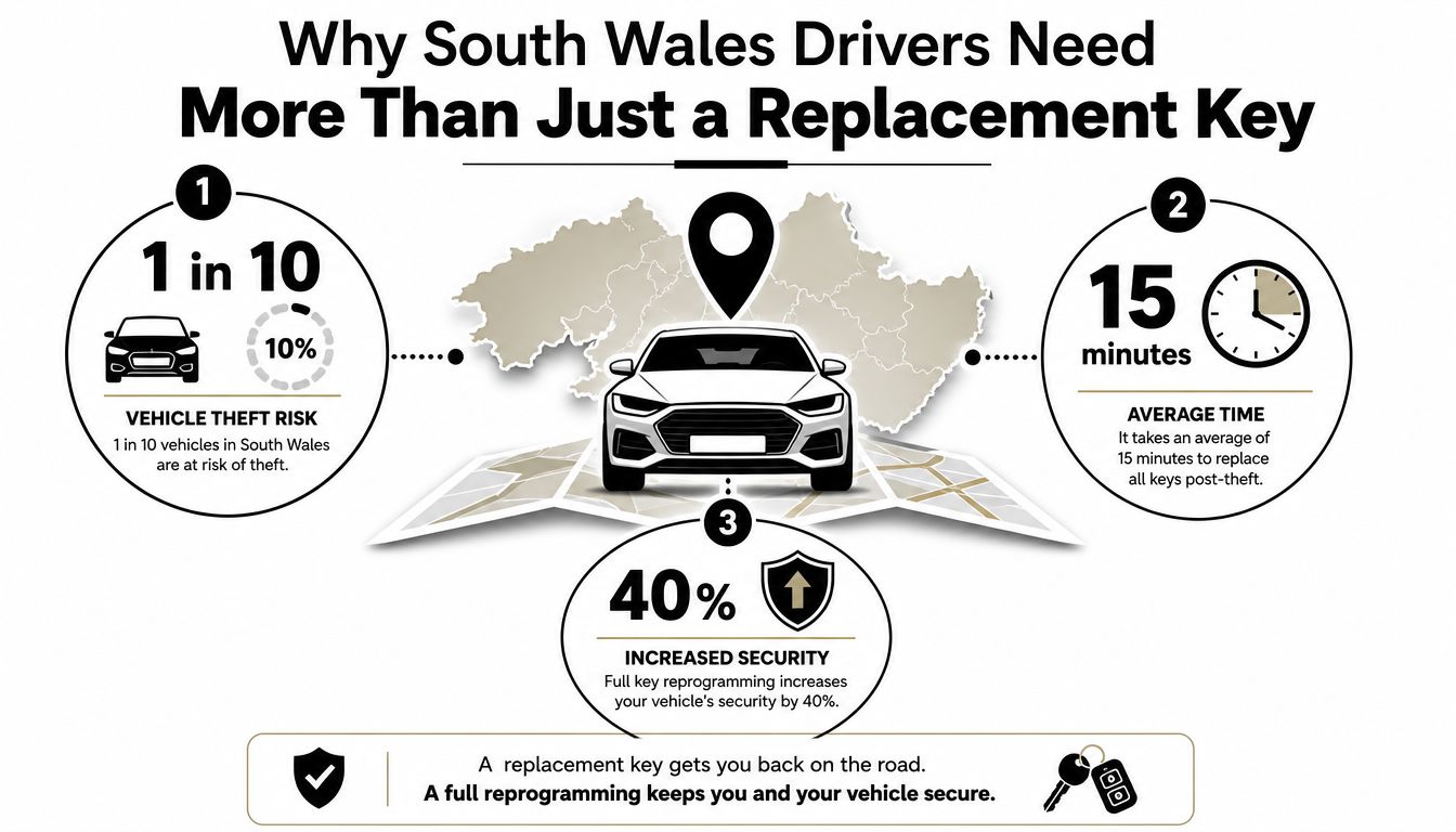 An infographic highlighting the importance of full vehicle key reprogramming to enhance security in South Wales.