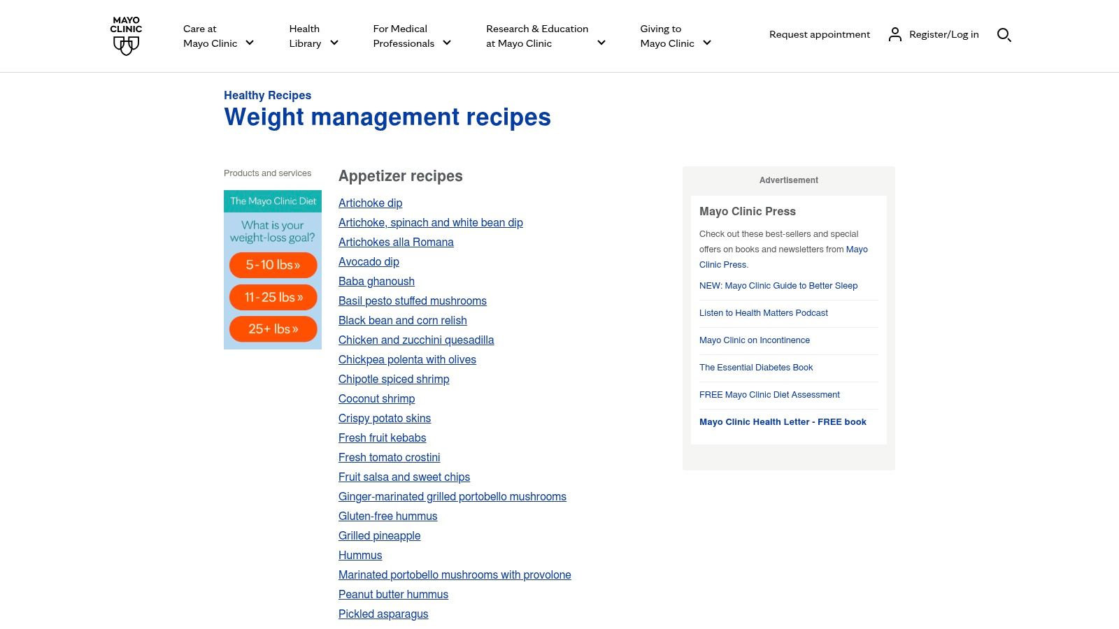 Mayo Clinic weight-management recipes