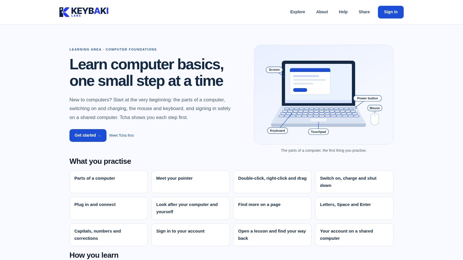 Screenshot from https://labs.keybaki.com/learn/computer-basics